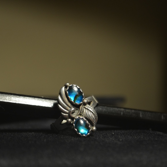 Sterling Silver Ring with blue stones size 5 - Picture 4 of 4